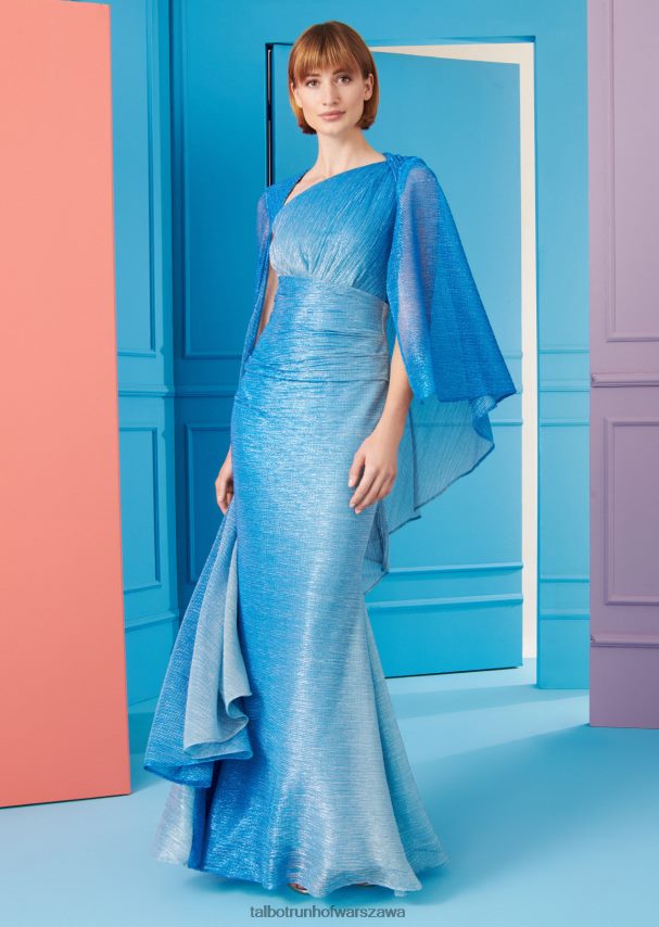 Talbot Runhof odzież Turkusowy niebieski kobiety suknia wieczorowa foulard4 0RPB2J48