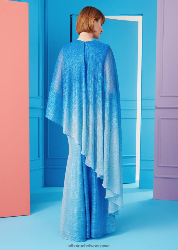 Talbot Runhof odzież Turkusowy niebieski kobiety suknia wieczorowa foulard4 0RPB2J48