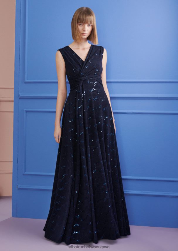 Talbot Runhof odzież błękit armady kobiety suknia wieczorowa colson3 0RPB2J22