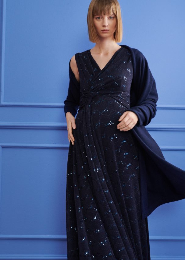 Talbot Runhof odzież błękit armady kobiety suknia wieczorowa colson3 0RPB2J22