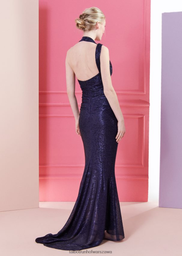 Talbot Runhof odzież marynarski błękit kobiety suknia wieczorowa goccia1 0RPB2J95
