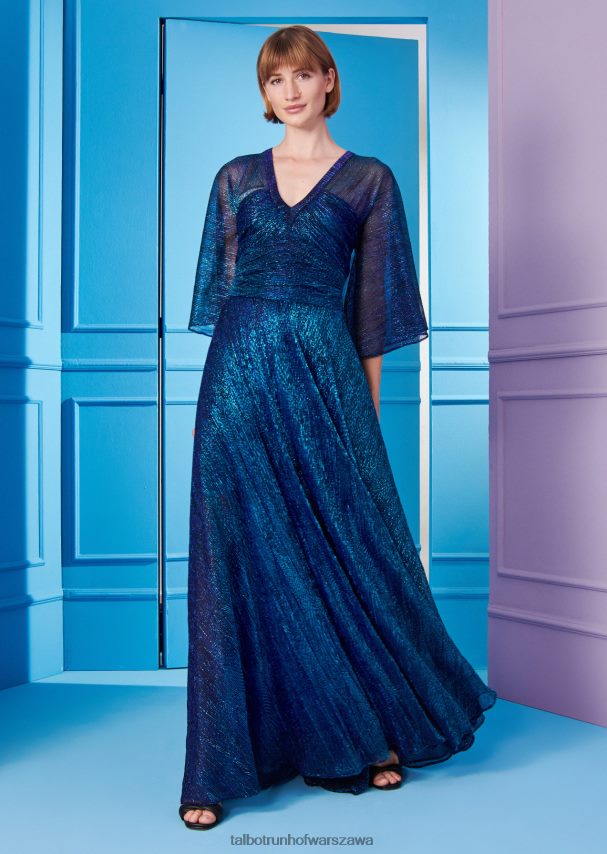 Talbot Runhof odzież paw niebiesko-turkusowy kobiety piękna suknia wieczorowa 1 0RPB2J50