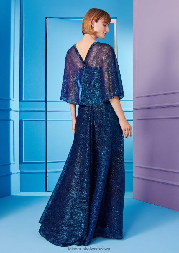 Talbot Runhof odzież paw niebiesko-turkusowy kobiety piękna suknia wieczorowa 1 0RPB2J50