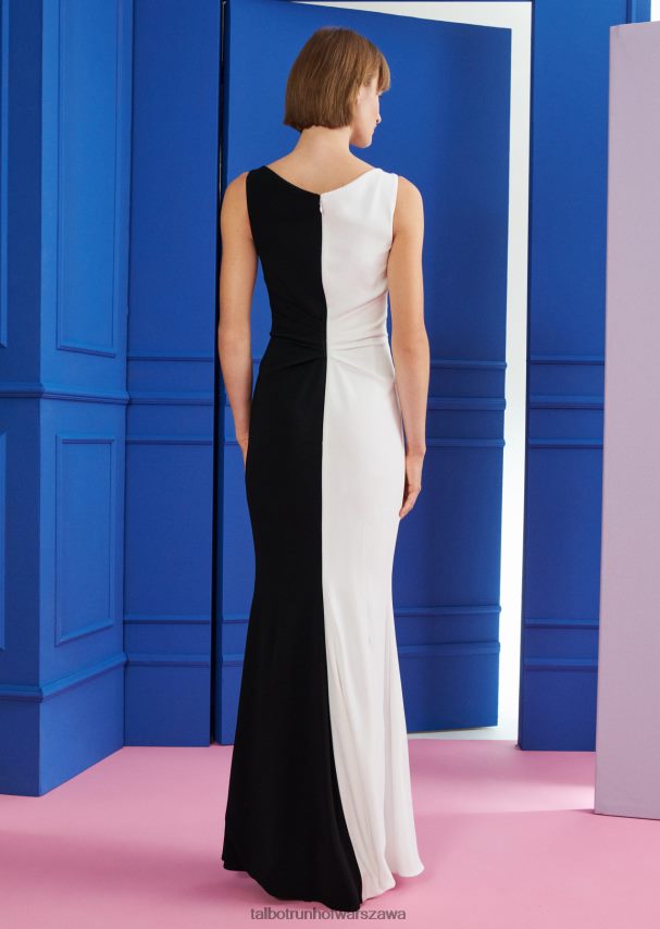 Talbot Runhof odzież rozciągliwa krepa trioctanowa i kolor biały/czarny kobiety suknia wieczorowa honor1 0RPB2J75