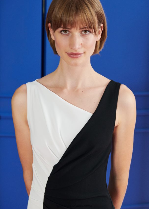 Talbot Runhof odzież rozciągliwa krepa trioctanowa i kolor biały/czarny kobiety suknia wieczorowa honor1 0RPB2J75