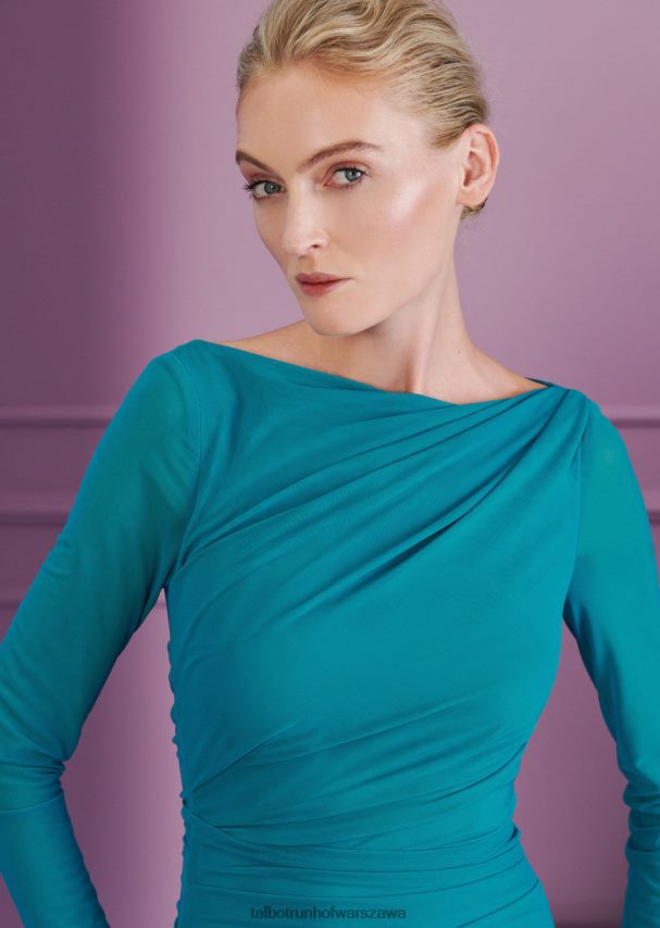 Talbot Runhof odzież turkus zatokowy kobiety suknia wieczorowa złotnik2 0RPB2J6