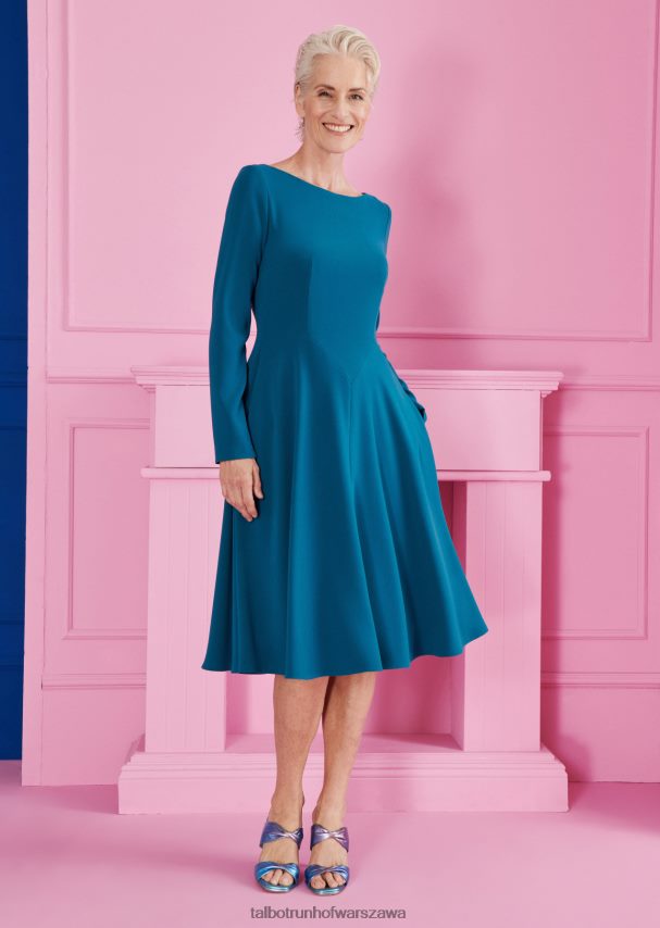 Talbot Runhof odzież błękit galapago kobiety sukienka dzienna coswig6 0RPB2J202