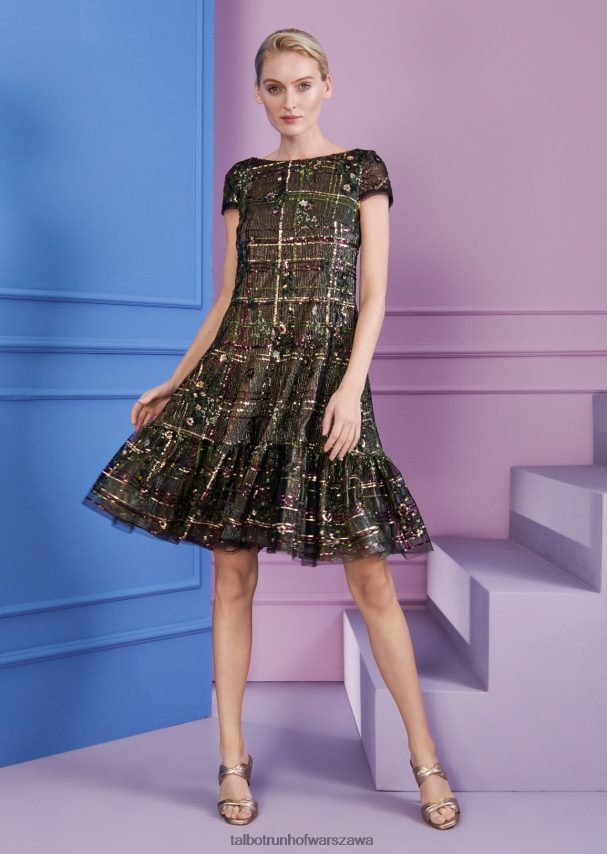 Talbot Runhof odzież myśliwska zieleń kobiety sukienka koktajlowa Fontelina9 0RPB2J151