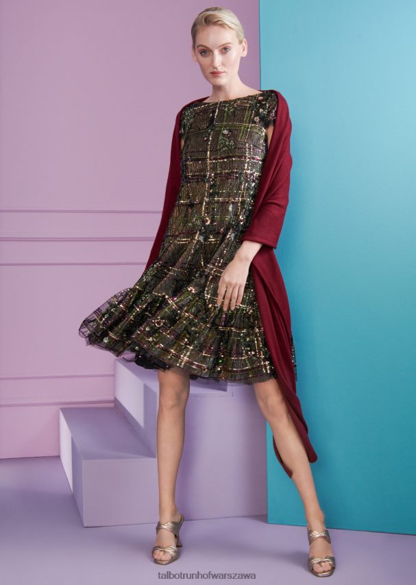 Talbot Runhof odzież myśliwska zieleń kobiety sukienka koktajlowa Fontelina9 0RPB2J151