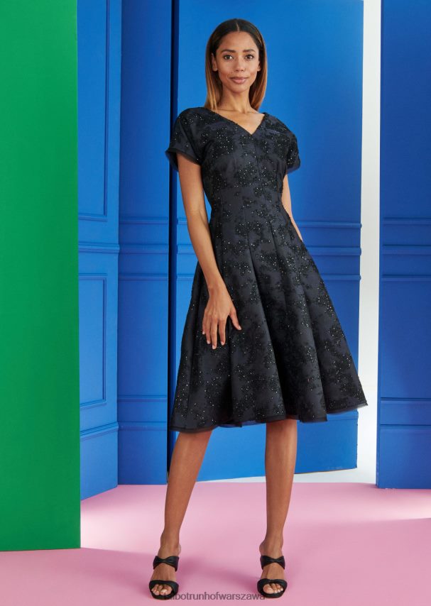 Talbot Runhof odzież niebieska północ kobiety sukienka dzienna solera10 0RPB2J226