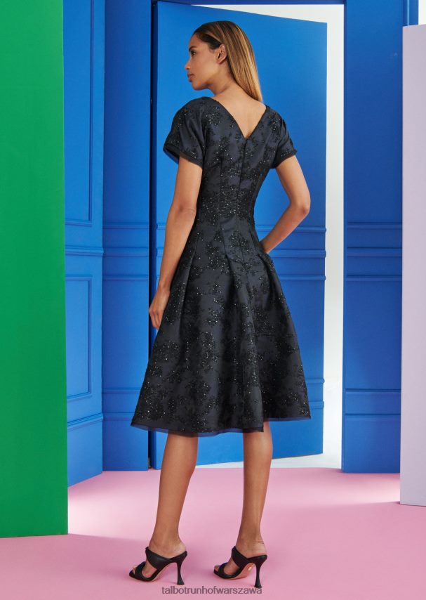 Talbot Runhof odzież niebieska północ kobiety sukienka dzienna solera10 0RPB2J226