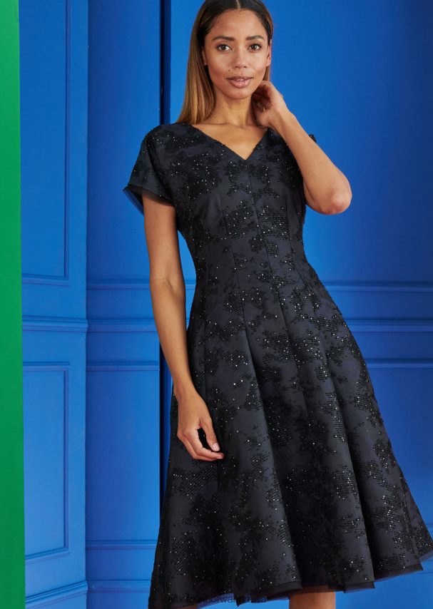 Talbot Runhof odzież niebieska północ kobiety sukienka dzienna solera10 0RPB2J226