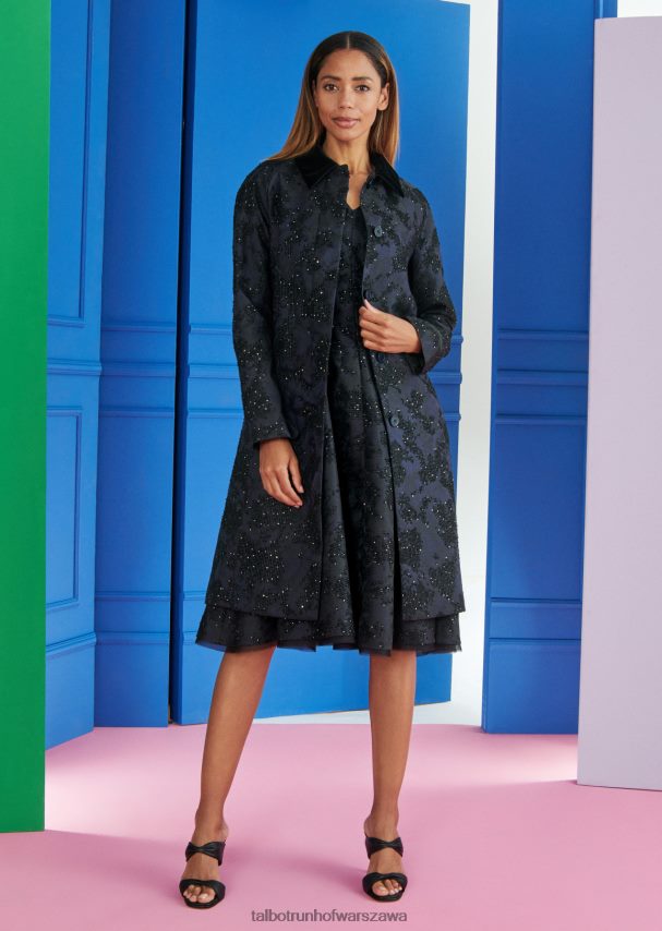 Talbot Runhof odzież niebieska północ kobiety sukienka dzienna solera10 0RPB2J226