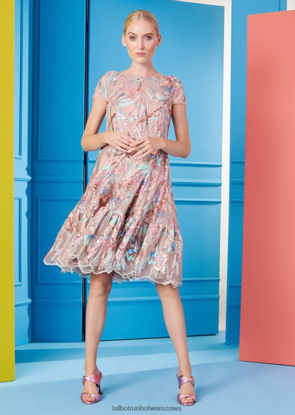 Talbot Runhof odzież zieleń piany morskiej kobiety sukienka koktajlowa Fontelina13 0RPB2J210