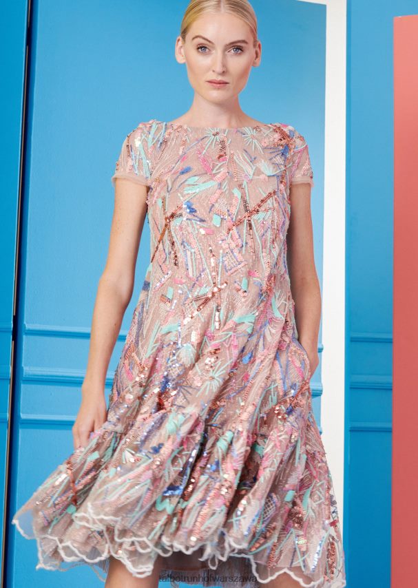 Talbot Runhof odzież zieleń piany morskiej kobiety sukienka koktajlowa Fontelina13 0RPB2J210