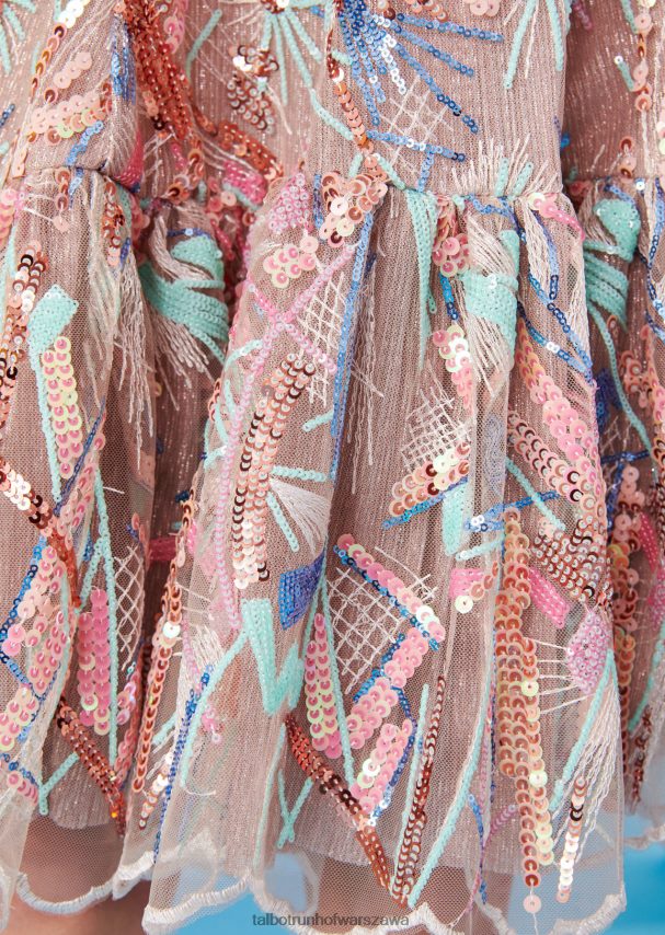 Talbot Runhof odzież zieleń piany morskiej kobiety sukienka koktajlowa Fontelina13 0RPB2J210