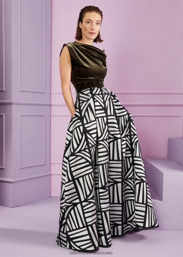 Talbot Runhof odzież czarny biały kobiety spódnica maxi celola9 0RPB2J338