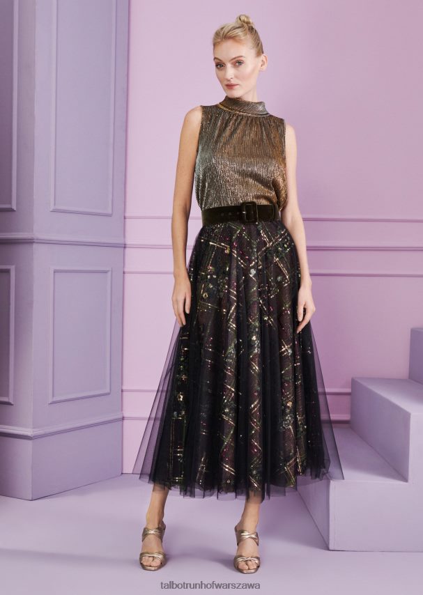 Talbot Runhof odzież myśliwska zieleń kobiety spódnica midi hessa1 0RPB2J337