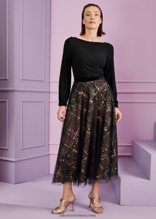 Talbot Runhof odzież myśliwska zieleń kobiety spódnica midi hessa1 0RPB2J337