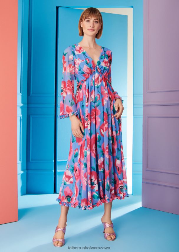 Talbot Runhof odzież barwinek niebieski kobiety sukienka midi foxtrot2 0RPB2J125