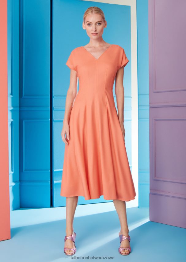 Talbot Runhof odzież brzoskwinia kobiety sukienka midi solera11 0RPB2J119