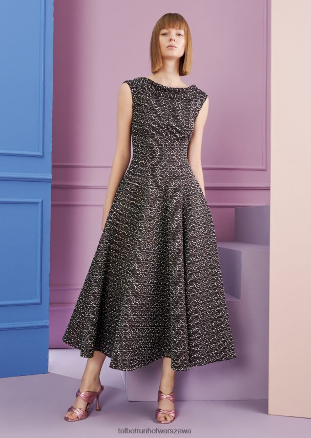 Talbot Runhof odzież czarny kobiety sukienka midi tomini12 0RPB2J112