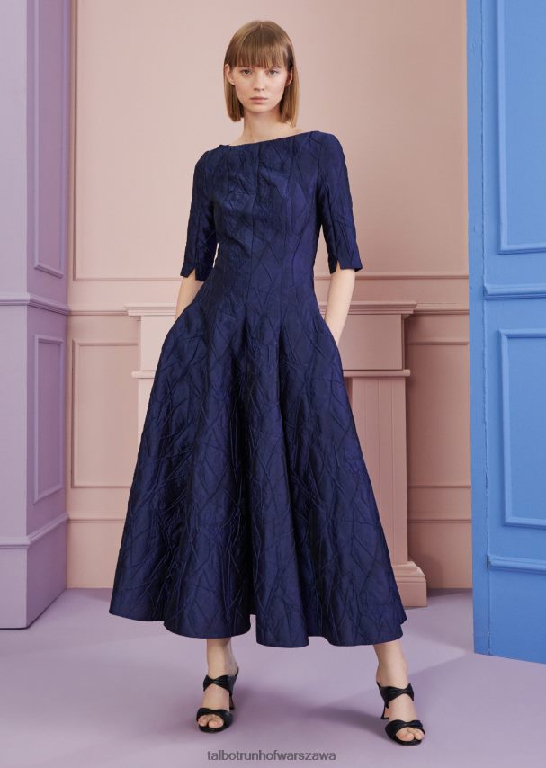 Talbot Runhof odzież królewski granat kobiety sukienka midi bogna5 0RPB2J115