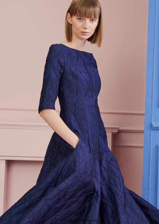 Talbot Runhof odzież królewski granat kobiety sukienka midi bogna5 0RPB2J115