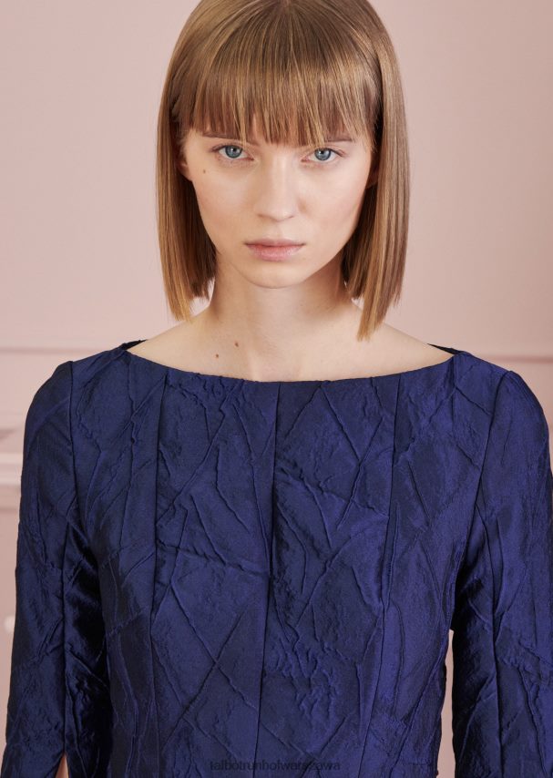 Talbot Runhof odzież królewski granat kobiety sukienka midi bogna5 0RPB2J115