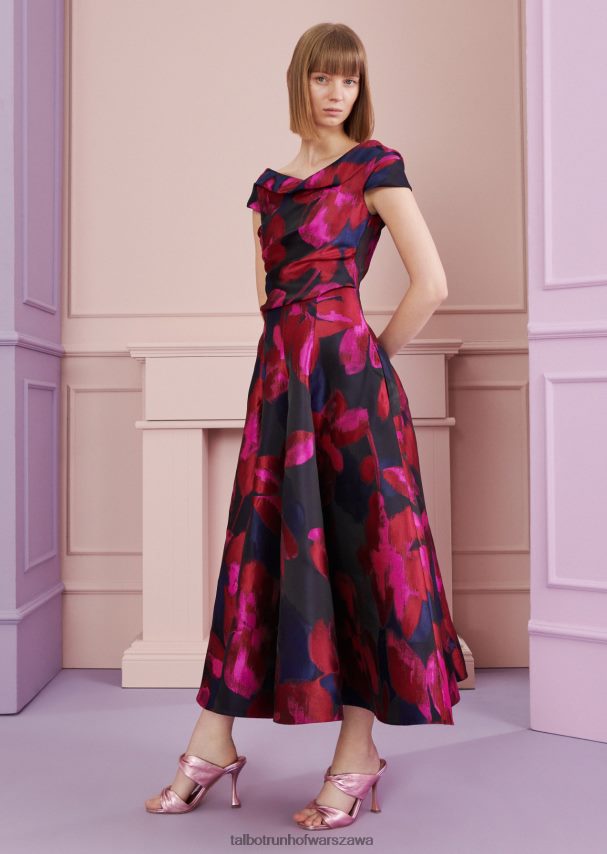 Talbot Runhof odzież królewski granat kobiety sukienka midi kobold1 0RPB2J113