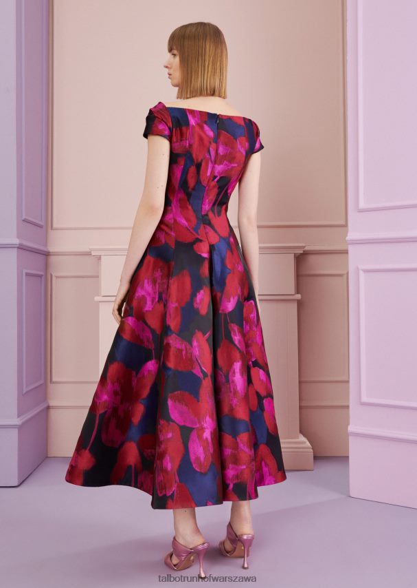 Talbot Runhof odzież królewski granat kobiety sukienka midi kobold1 0RPB2J113