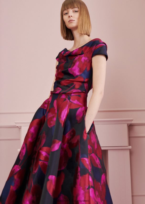 Talbot Runhof odzież królewski granat kobiety sukienka midi kobold1 0RPB2J113