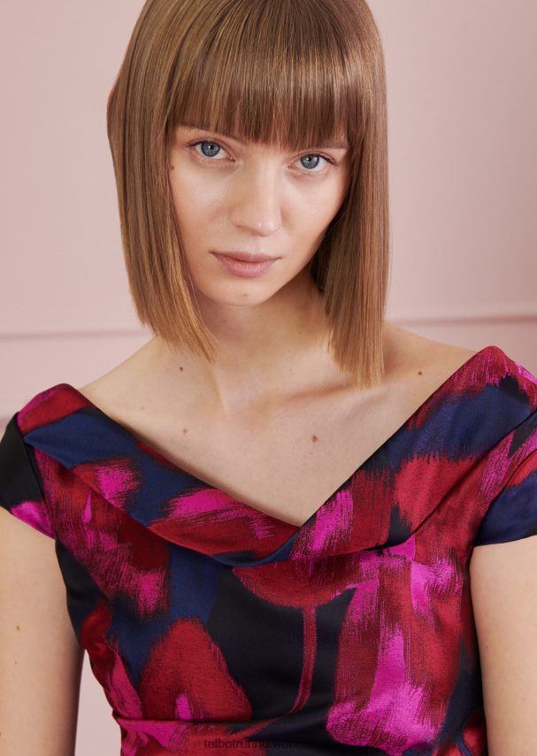 Talbot Runhof odzież królewski granat kobiety sukienka midi kobold1 0RPB2J113