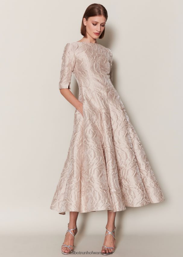 Talbot Runhof odzież krem kobiety sukienka midi bogna1 0RPB2J148