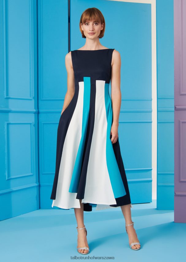 Talbot Runhof odzież mix kolorów błękitu Armada/turkusu zatokowego kobiety sukienka midi foobar2 0RPB2J126