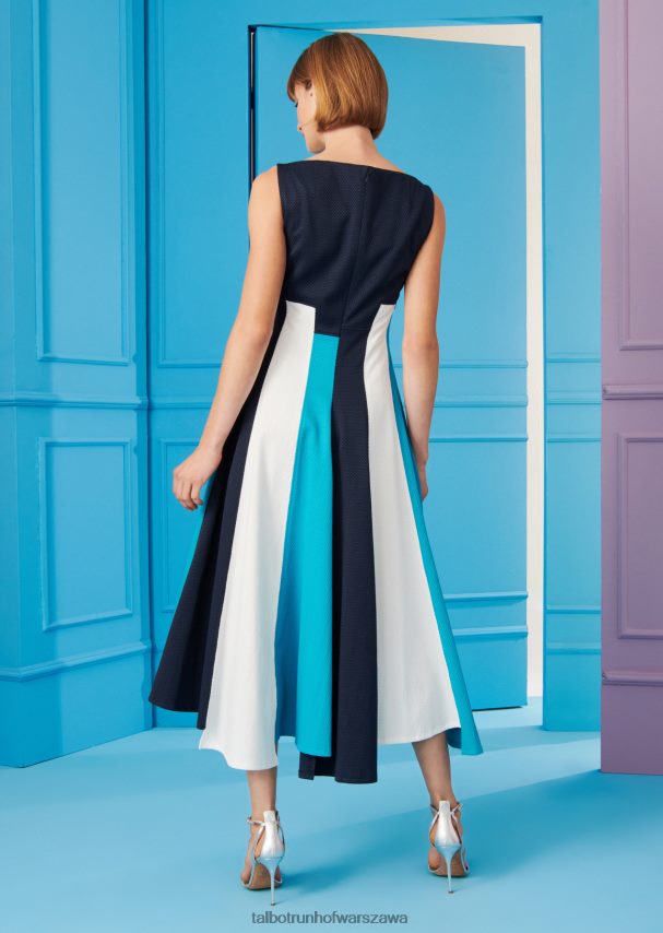 Talbot Runhof odzież mix kolorów błękitu Armada/turkusu zatokowego kobiety sukienka midi foobar2 0RPB2J126