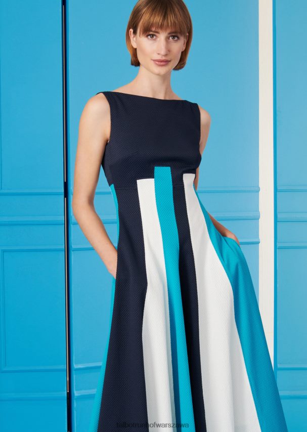 Talbot Runhof odzież mix kolorów błękitu Armada/turkusu zatokowego kobiety sukienka midi foobar2 0RPB2J126