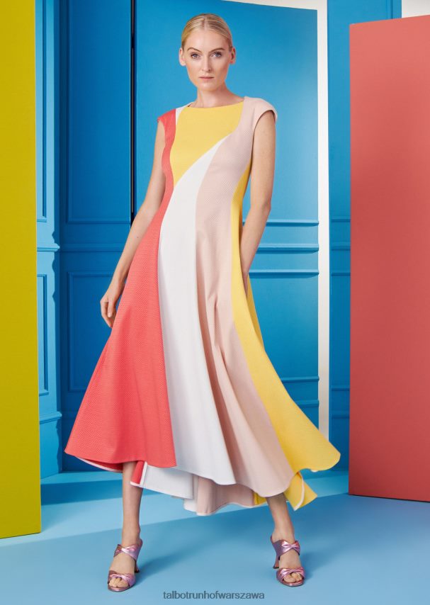 Talbot Runhof odzież mix kolorów granat pomarańczowy kobiety sukienka midi holanda2 0RPB2J120