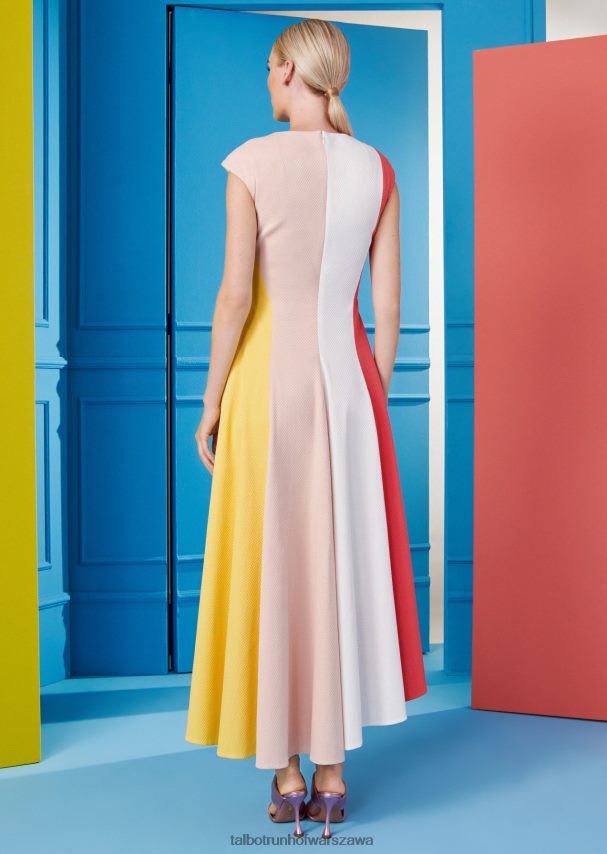 Talbot Runhof odzież mix kolorów granat pomarańczowy kobiety sukienka midi holanda2 0RPB2J120