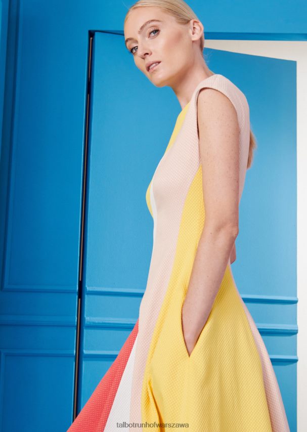 Talbot Runhof odzież mix kolorów granat pomarańczowy kobiety sukienka midi holanda2 0RPB2J120