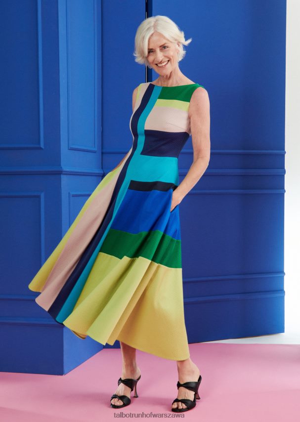 Talbot Runhof odzież mix kolorów szmaragdowo-zielony kobiety sukienka midi hogo1 0RPB2J134