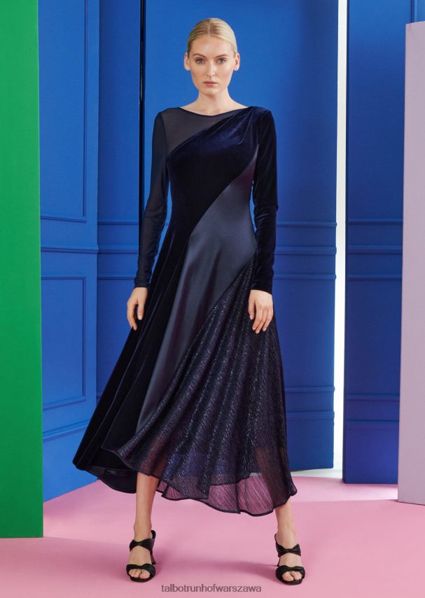 Talbot Runhof odzież niebieska północ kobiety sukienka midi horno1 0RPB2J137