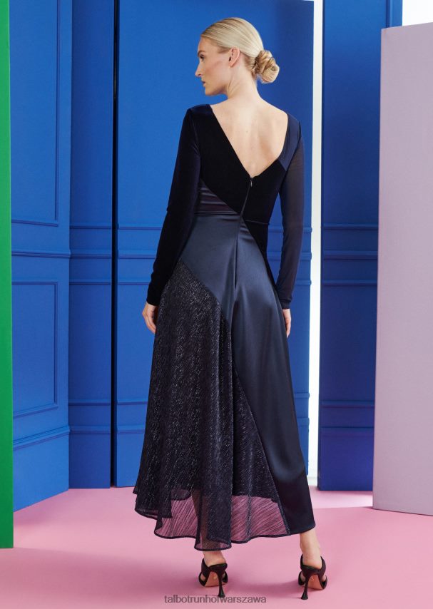 Talbot Runhof odzież niebieska północ kobiety sukienka midi horno1 0RPB2J137