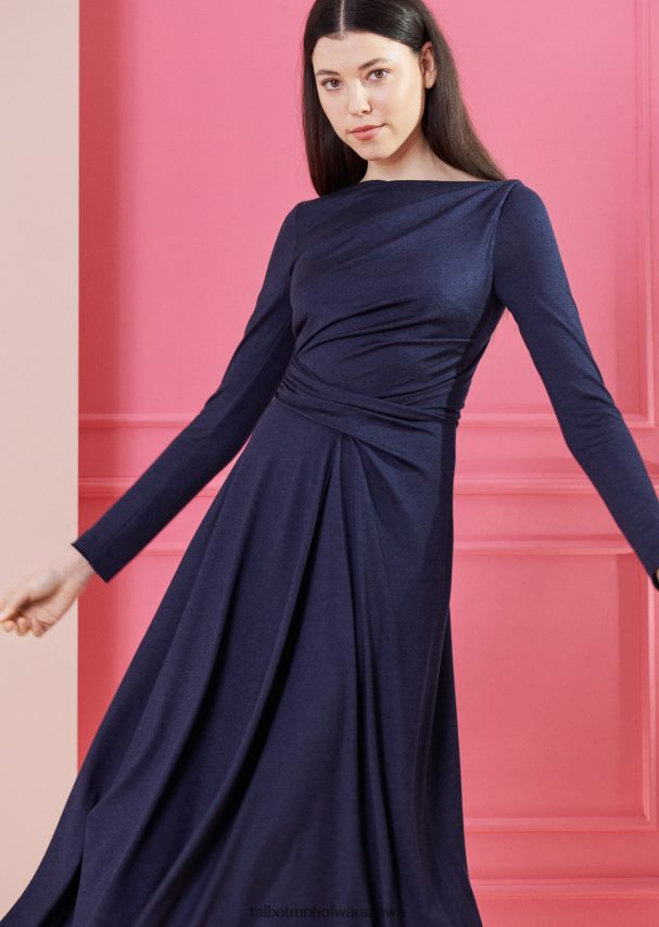 Talbot Runhof odzież niebieska północ kobiety sukienka midi ross27 0RPB2J140