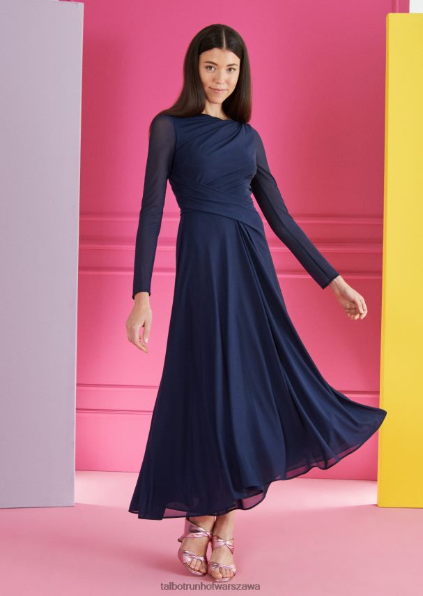 Talbot Runhof odzież niebieska północ kobiety sukienka midi ross29 0RPB2J138