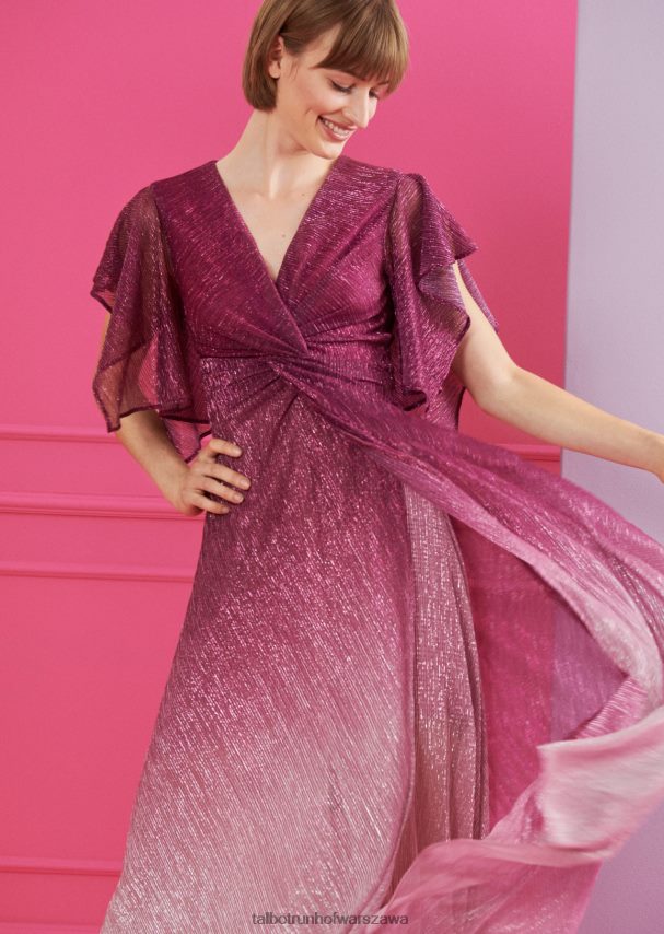 Talbot Runhof odzież róża azaliowa kobiety sukienka midi golambini9 0RPB2J132