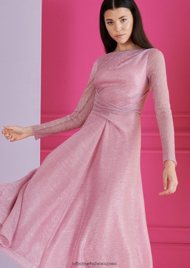 Talbot Runhof odzież róża azaliowa kobiety sukienka midi ross28 0RPB2J130